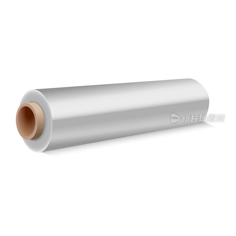 Roll of wrapping plastic stretch film on white background. Vector illustration.
